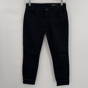 Blank NYC Intro Women's Skinny Crop Raw Hem Ripped Black Jeans 28